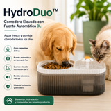 HydroDuo™ — Comedero Elevado con Fuente Automática 3L