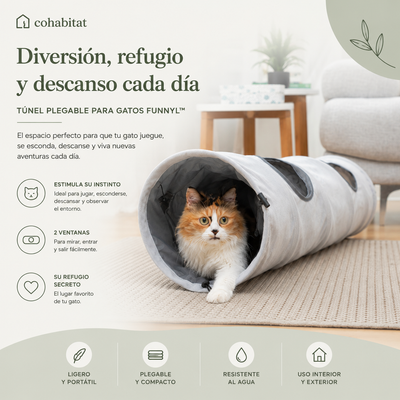 Túnel Plegable para Gatos Funnyl™ — Juego, refugio y descanso