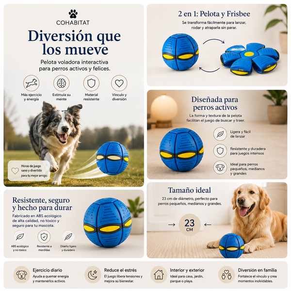 OrbitBall™ · Pelota Voladora Interactiva para Perros
