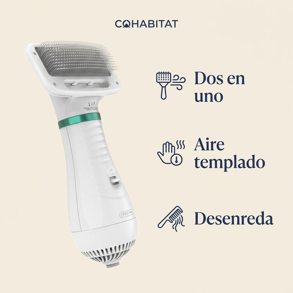 AirGroom · Secador cepillo 2 en 1 para mascotas