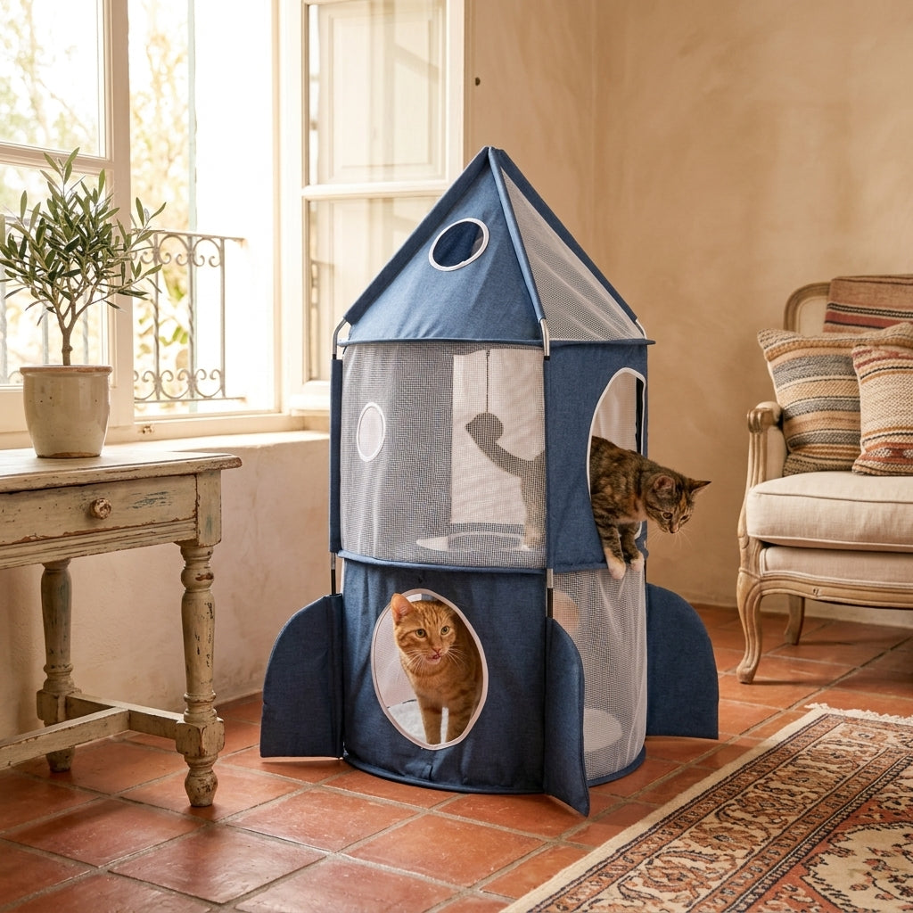 Catit Vesper Rocket · Cohete de juego plegable de 3 niveles