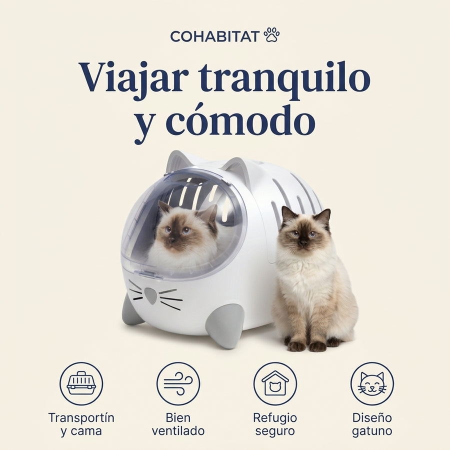 Catit PIXI Mio · Transportín y cama con forma de gato