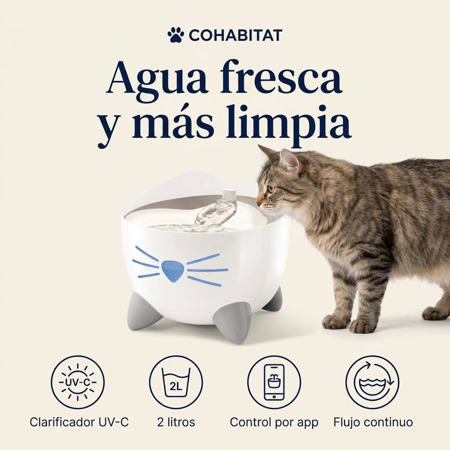 Catit PIXI Smart · Fuente inteligente 2 L con clarificador UV-C
