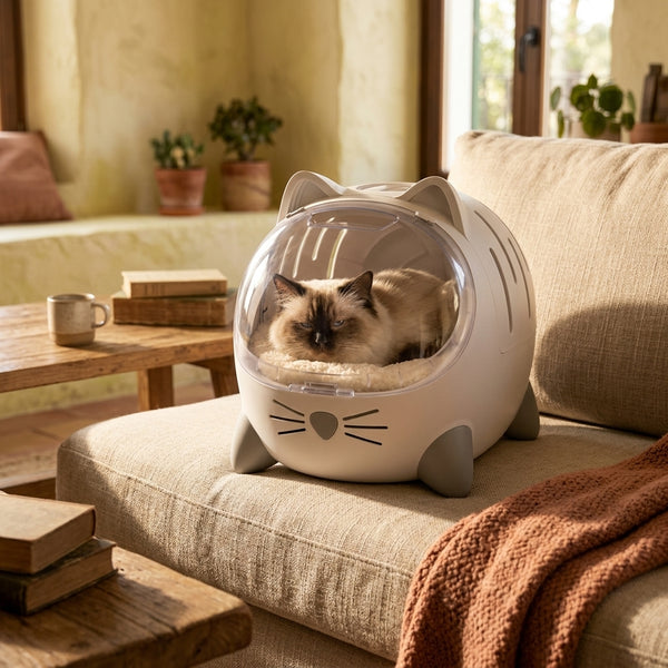Catit PIXI Mio · Transportín y cama con forma de gato