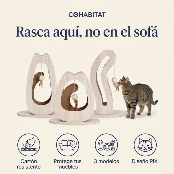 Catit PIXI · Rascador de cartón con forma de gato